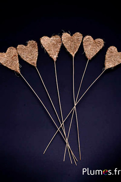 Cœur en sisal - 32 cm - doré